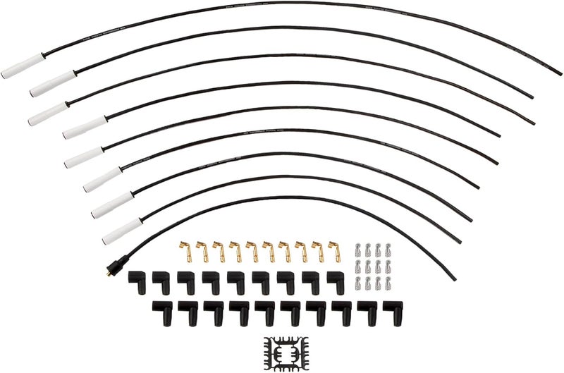 Ntoauto Universal 9000C Extreme 9000 Spark Plug Wire Set 8mm, 180 Degree White Ceramic Boots - Image 1